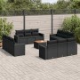 Set Divani da Giardino 13pz con Cuscini Nero in Polyrattan