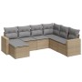 Set Divani da Giardino 7 pz con Cuscini Beige in Polyrattan