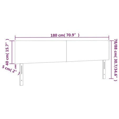 Testiera 2 pz Bianca 90x5x78/88 cm in Similpelle