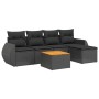 Set Divano da Giardino 6 pz con Cuscini Nero in Polyrattan