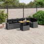 Set Divani da Giardino con Cuscini 7pz Nero Polyrattan