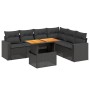 Set Divani da Giardino con Cuscini 7pz Nero Polyrattan