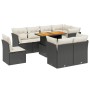 Set Divani da Giardino 9 pz con Cuscini Nero in Polyrattan