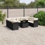 Set Divani da Giardino 10pz con Cuscini in Polyrattan Nero