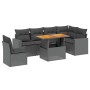 Set Divani da Giardino con Cuscini 7pz Nero Polyrattan