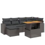 Set Divani da Giardino con Cuscini 7pz Nero Polyrattan