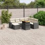 Set Divani da Giardino con Cuscini 8 pz Nero in Polyrattan