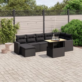 Set Divani da Giardino con Cuscini 8 pz Nero in Polyrattan