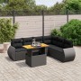 Set Divani da Giardino con Cuscini 7pz Nero Polyrattan