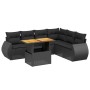 Set Divani da Giardino con Cuscini 7pz Nero Polyrattan