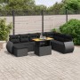 Set Divani da Giardino 9 pz con Cuscini Nero in Polyrattan