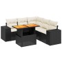 Set Divano da Giardino 6 pz con Cuscini Nero in Polyrattan