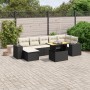 Set Divani da Giardino con Cuscini 8 pz Nero in Polyrattan