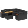 Set Divani da Giardino 9 pz con Cuscini Nero in Polyrattan