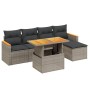 Set Divano da Giardino 6 pz con Cuscini Grigio in Polyrattan