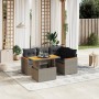 Set Divano da Giardino 5 pz con Cuscini Grigio in Polyrattan