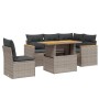 Set Divano da Giardino 6 pz con Cuscini Grigio in Polyrattan