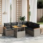 Set Divani da Giardino 7 pz con Cuscini Grigio in Polyrattan