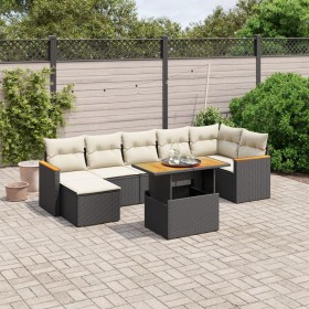 Set Divani da Giardino con Cuscini 8 pz Nero in Polyrattan