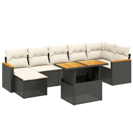 Set Divani da Giardino con Cuscini 8 pz Nero in Polyrattan