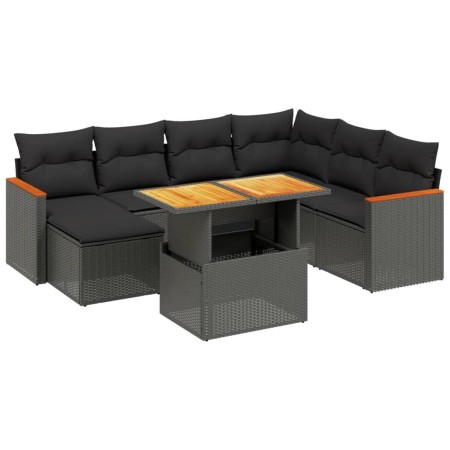 Set Divani da Giardino con Cuscini 8 pz Nero in Polyrattan