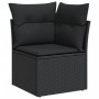 Set Divani da Giardino 9 pz con Cuscini Nero in Polyrattan