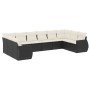 Set Divani da Giardino 10pz con Cuscini in Polyrattan Nero