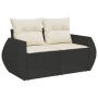 Set Divani da Giardino 10pz con Cuscini in Polyrattan Nero