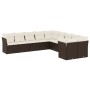 Set Divani da Giardino 10pz con Cuscini in Polyrattan Marrone