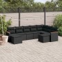 Set Divani da Giardino 9 pz con Cuscini Nero in Polyrattan