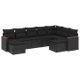 Set Divani da Giardino 9 pz con Cuscini Nero in Polyrattan