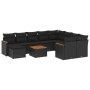 Set Divani da Giardino 11 pz con Cuscini in Polyrattan Nero