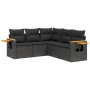 Set Divani da Giardino 5 pz con Cuscini in Polyrattan Nero