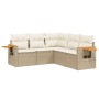 Set Divano da Giardino 5 pz con Cuscini Beige in Polyrattan