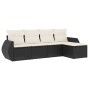 Set Divani da Giardino 5 pz con Cuscini in Polyrattan Nero