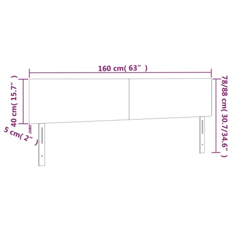 Testiera 2 pz Nera 80x5x78/88 cm in Similpelle