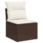 Set Divani da Giardino 13 pz con Cuscini Marrone in Polyrattan