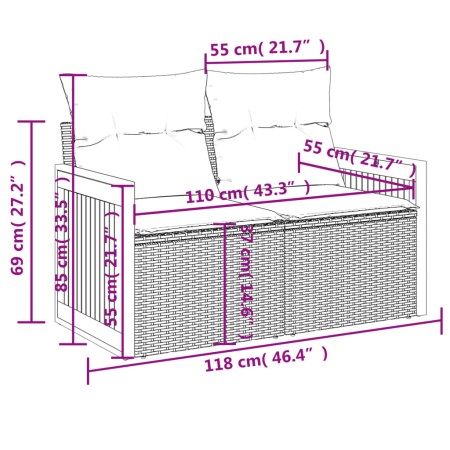 Set Divani da Giardino con Cuscini 8 pz Nero in Polyrattan