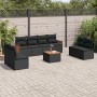 Set Divani da Giardino 9 pz con Cuscini Nero in Polyrattan