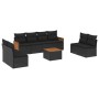 Set Divani da Giardino 9 pz con Cuscini Nero in Polyrattan