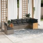 Set Divano da Giardino 6 pz con Cuscini Grigio in Polyrattan