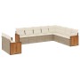 Set Divano da Giardino 10 pz con Cuscini Beige in Polyrattan