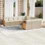 Set Divani da Giardino 11 pz con Cuscini Beige in Polyrattan