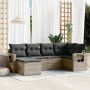 Set Divano da Giardino 6 pz con Cuscini Grigio in Polyrattan