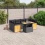 Set Divani da Giardino con Cuscini 7pz Nero Polyrattan