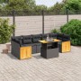 Set Divani da Giardino con Cuscini 8 pz Nero in Polyrattan