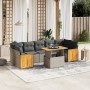 Set Divano da Giardino 8 pz con Cuscini Grigio in Polyrattan