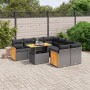 Set Divani da Giardino 9 pz con Cuscini Nero in Polyrattan