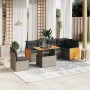 Set Divani da Giardino 7 pz con Cuscini Grigio in Polyrattan