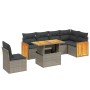 Set Divani da Giardino 7 pz con Cuscini Grigio in Polyrattan